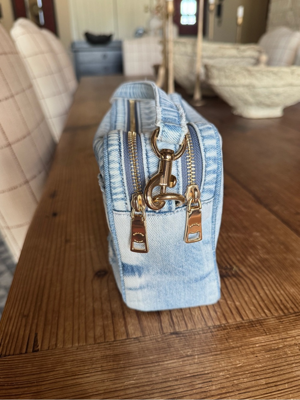 Coach Carey Crossbody Bag in Loved Denim Light Indigo CEK67 - Picture 7 of 14
